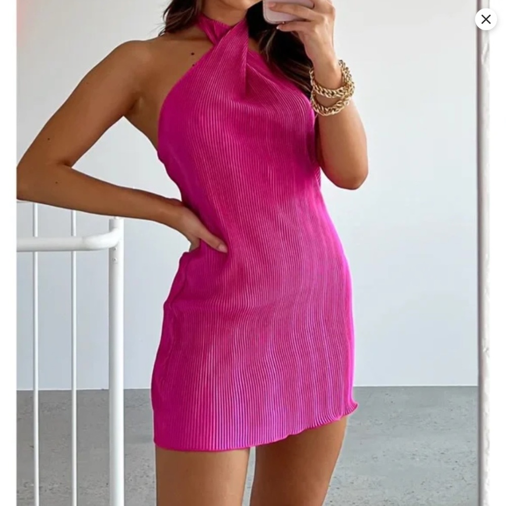 Never Worn Hot Pink Halter Dress